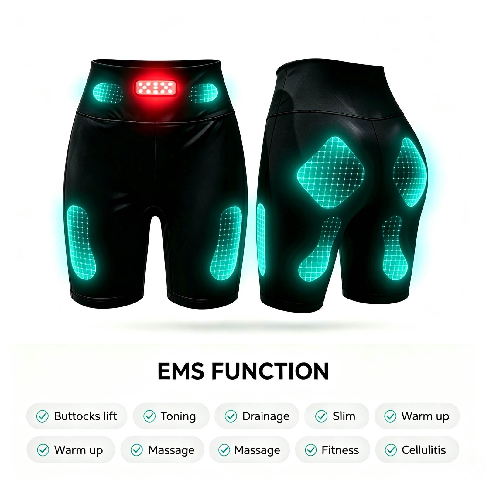myowave mw1022 | smart ems sculpting & recovery shorts twin pack