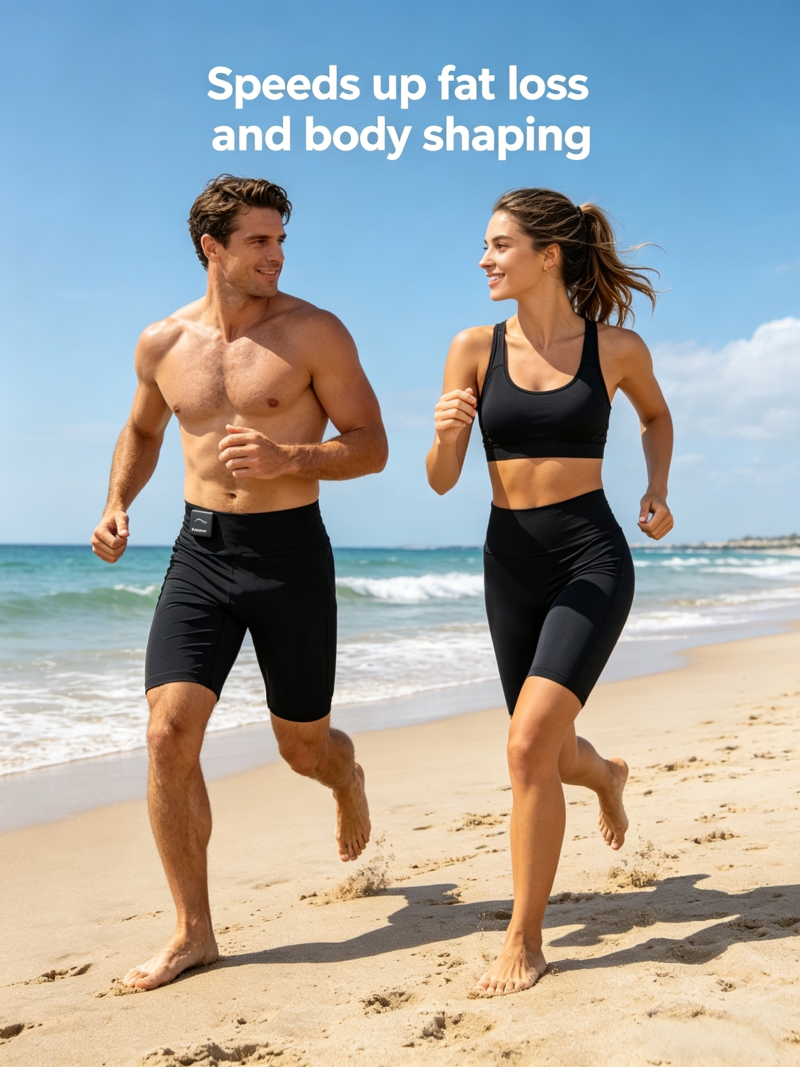 Runners wearing MyoWave EMS shorts